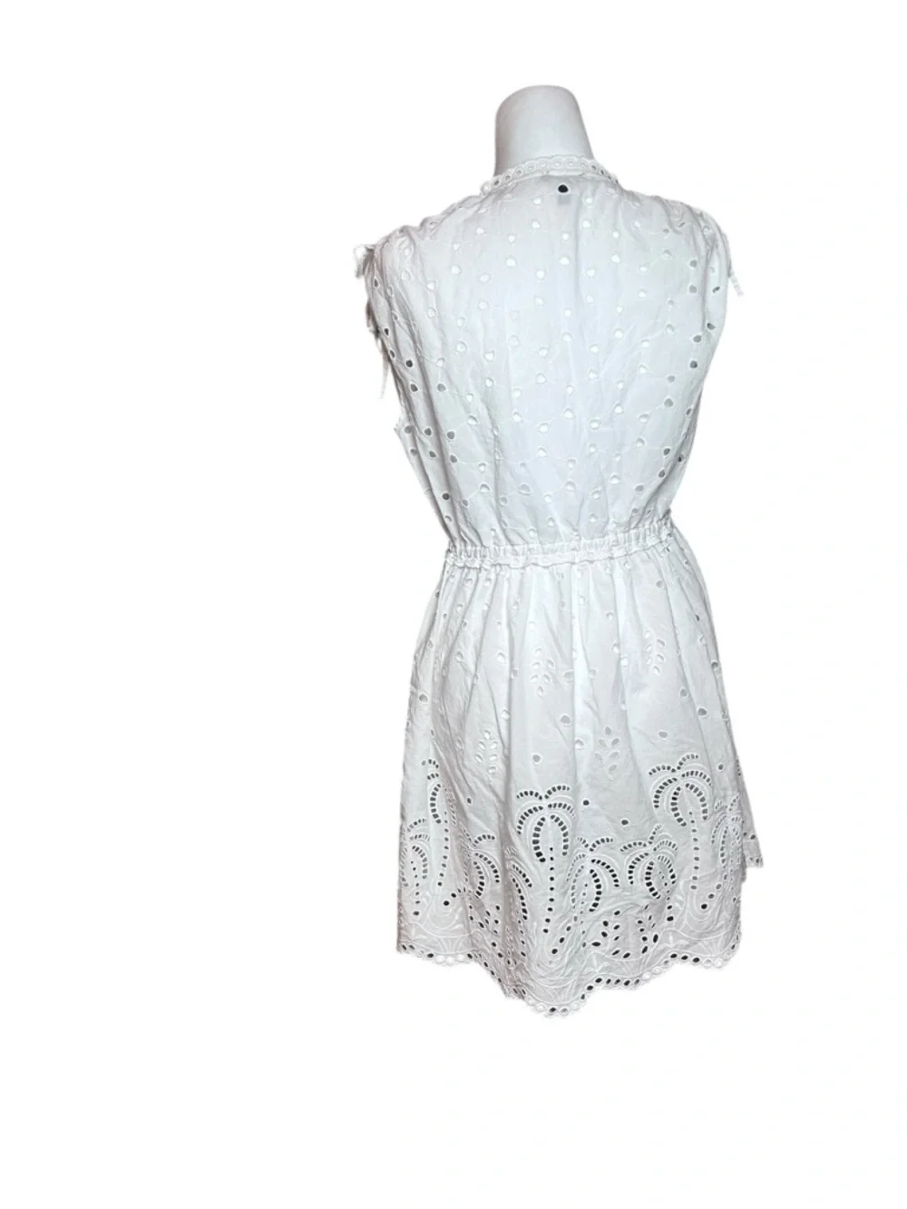 Talbots White Eyelet Beach Cover Up Size Small Boho Swim‎ Coverup Stretch Waist